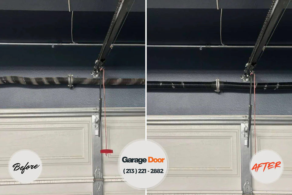 Before and after: garage door repair Haughton, LA